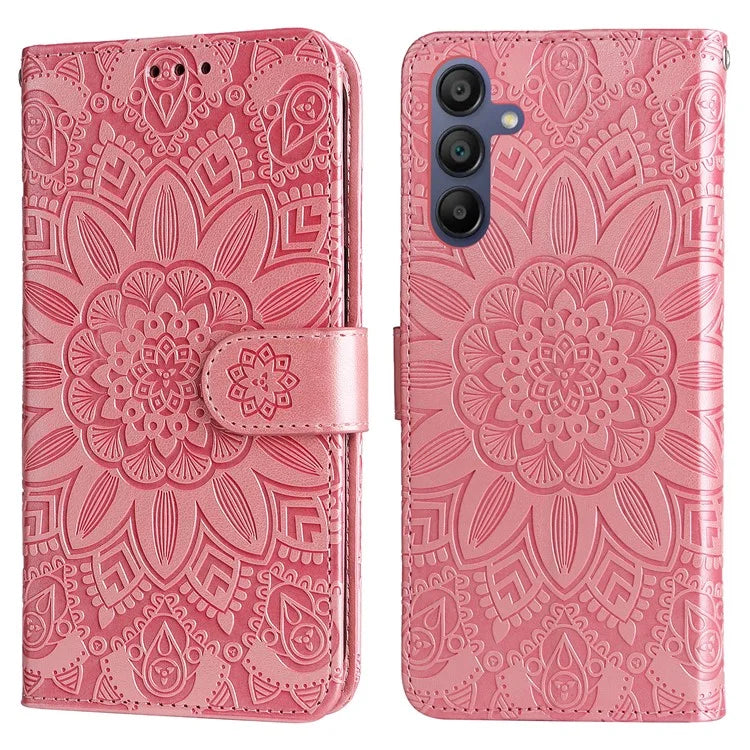 For Samsung Galaxy A16 5G Case Sunflower Imprint Leather Wallet Phone Cover