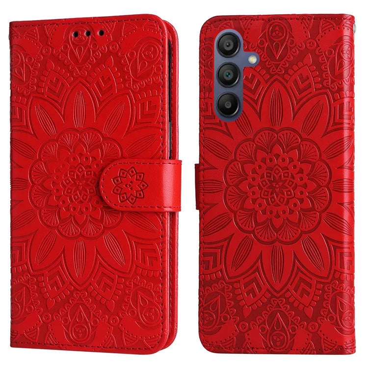 For Samsung Galaxy A16 5G Case Sunflower Imprint Leather Wallet Phone Cover