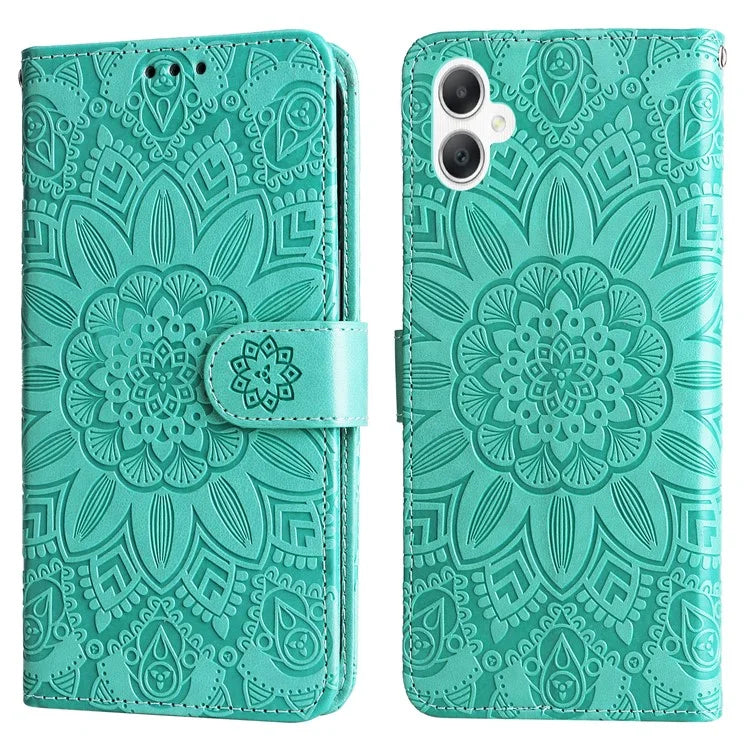 For Samsung Galaxy A06 Case Sunflower Imprint Leather Wallet Phone Cover
