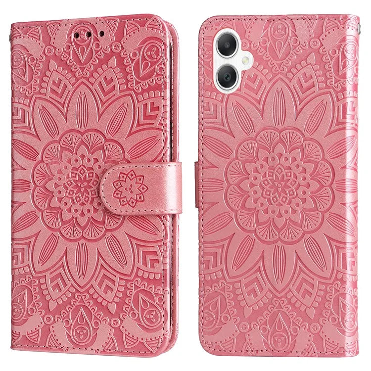 For Samsung Galaxy A06 Case Sunflower Imprint Leather Wallet Phone Cover
