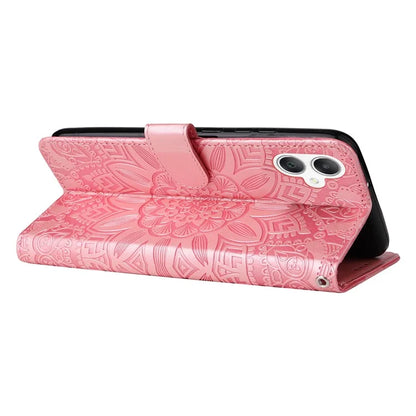 For Samsung Galaxy A06 Case Sunflower Imprint Leather Wallet Phone Cover