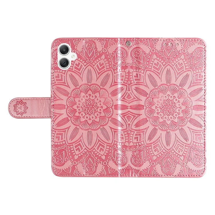 For Samsung Galaxy A06 Case Sunflower Imprint Leather Wallet Phone Cover