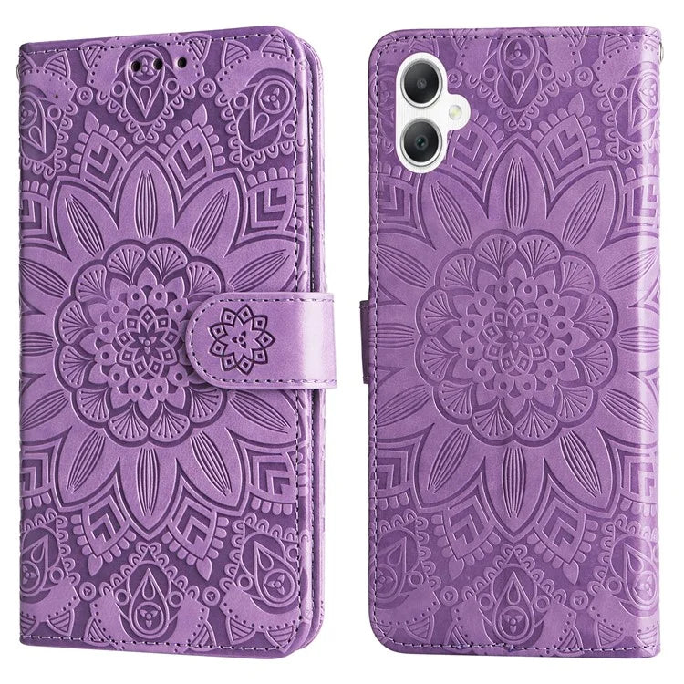 For Samsung Galaxy A06 Case Sunflower Imprint Leather Wallet Phone Cover