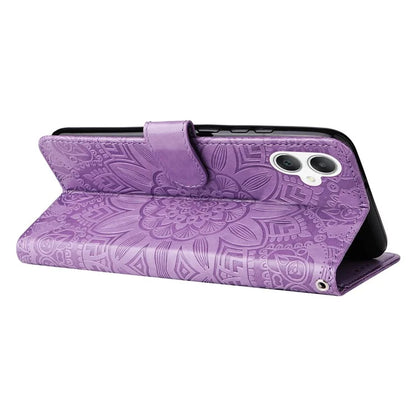 For Samsung Galaxy A06 Case Sunflower Imprint Leather Wallet Phone Cover