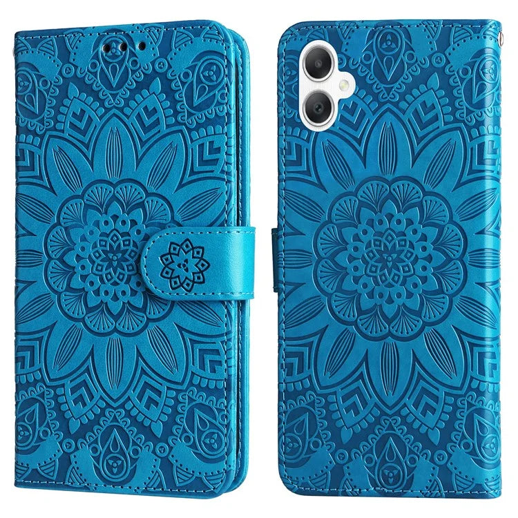 For Samsung Galaxy A06 Case Sunflower Imprint Leather Wallet Phone Cover