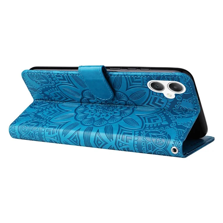 For Samsung Galaxy A06 Case Sunflower Imprint Leather Wallet Phone Cover