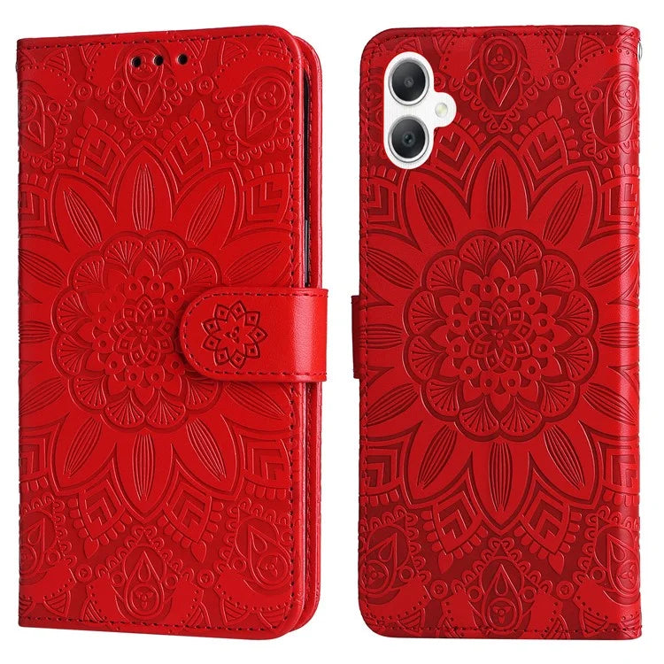 For Samsung Galaxy A06 Case Sunflower Imprint Leather Wallet Phone Cover