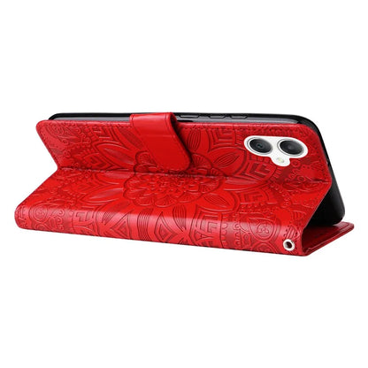 For Samsung Galaxy A06 Case Sunflower Imprint Leather Wallet Phone Cover