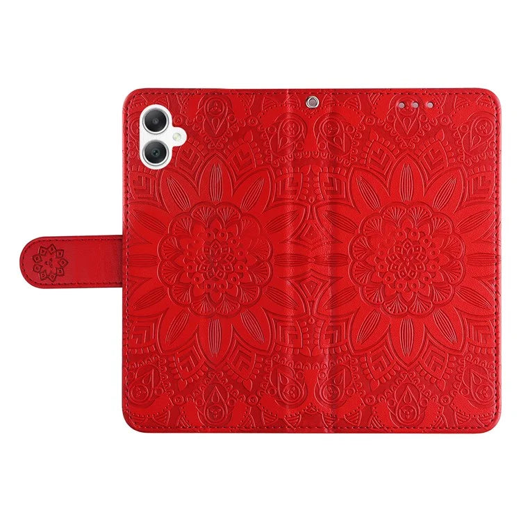 For Samsung Galaxy A06 Case Sunflower Imprint Leather Wallet Phone Cover