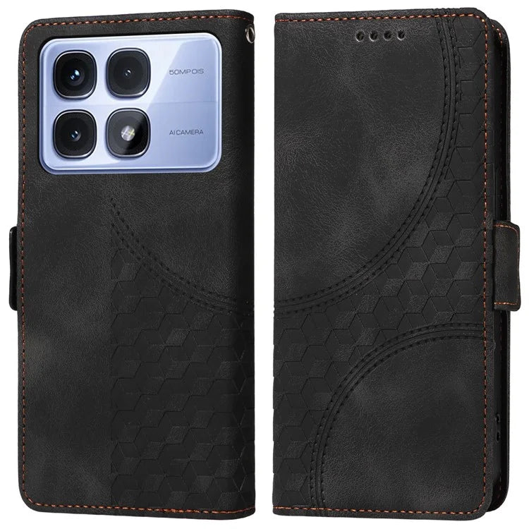 For Xiaomi Redmi K70 Ultra Case PU Leather Phone Cover Rhombus Starry Imprinted