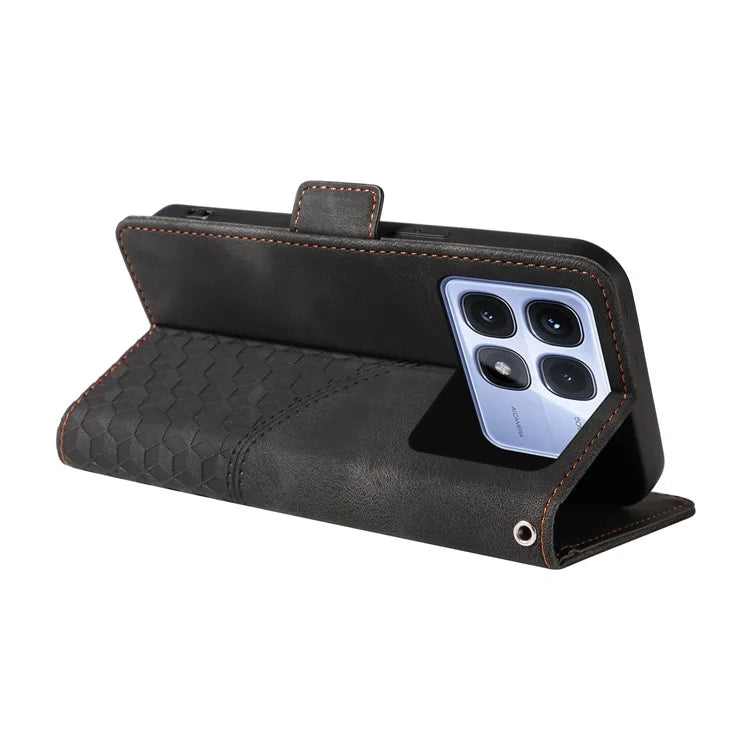 For Xiaomi Redmi K70 Ultra Case PU Leather Phone Cover Rhombus Starry Imprinted