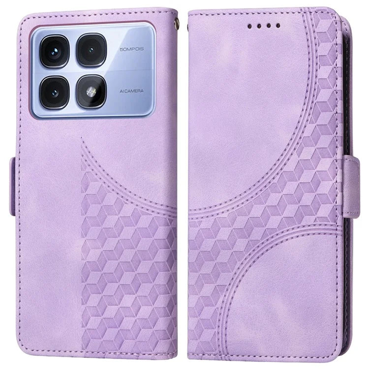 For Xiaomi Redmi K70 Ultra Case PU Leather Phone Cover Rhombus Starry Imprinted