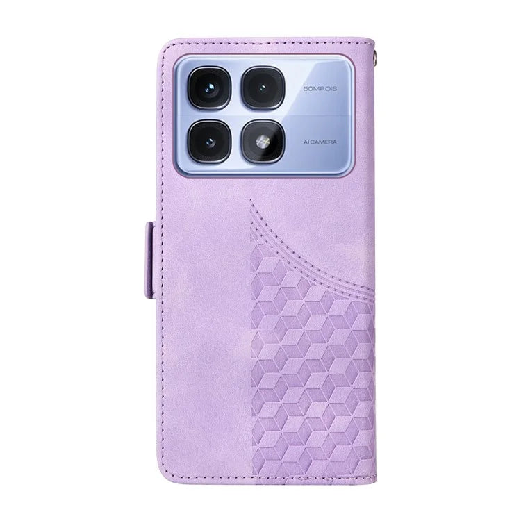 For Xiaomi Redmi K70 Ultra Case PU Leather Phone Cover Rhombus Starry Imprinted