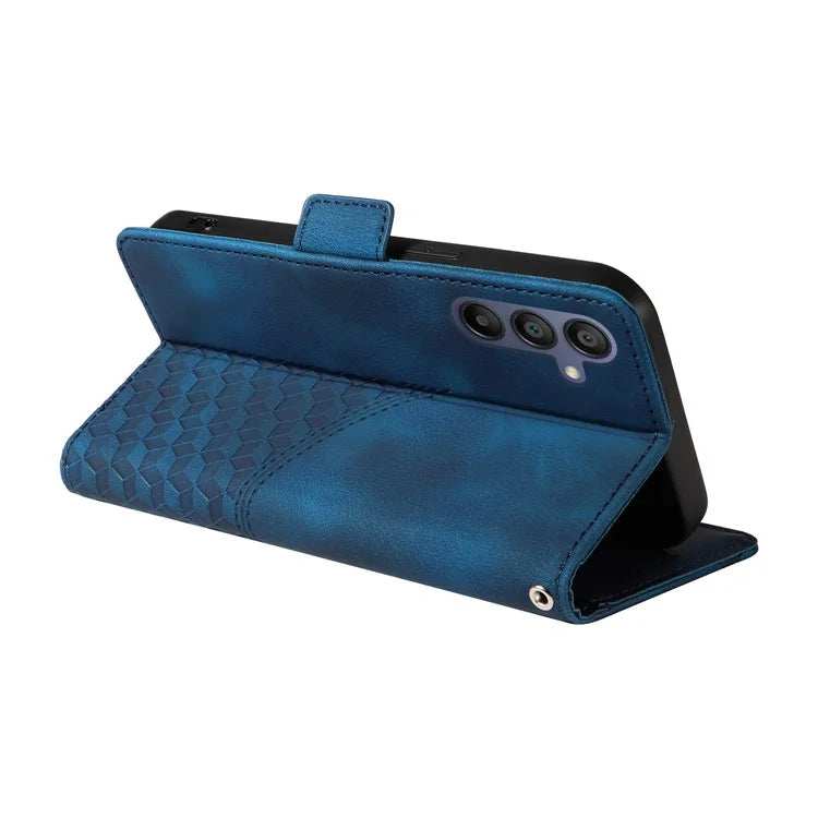For Samsung Galaxy A16 5G Case PU Leather Phone Cover Rhombus Starry Imprinted