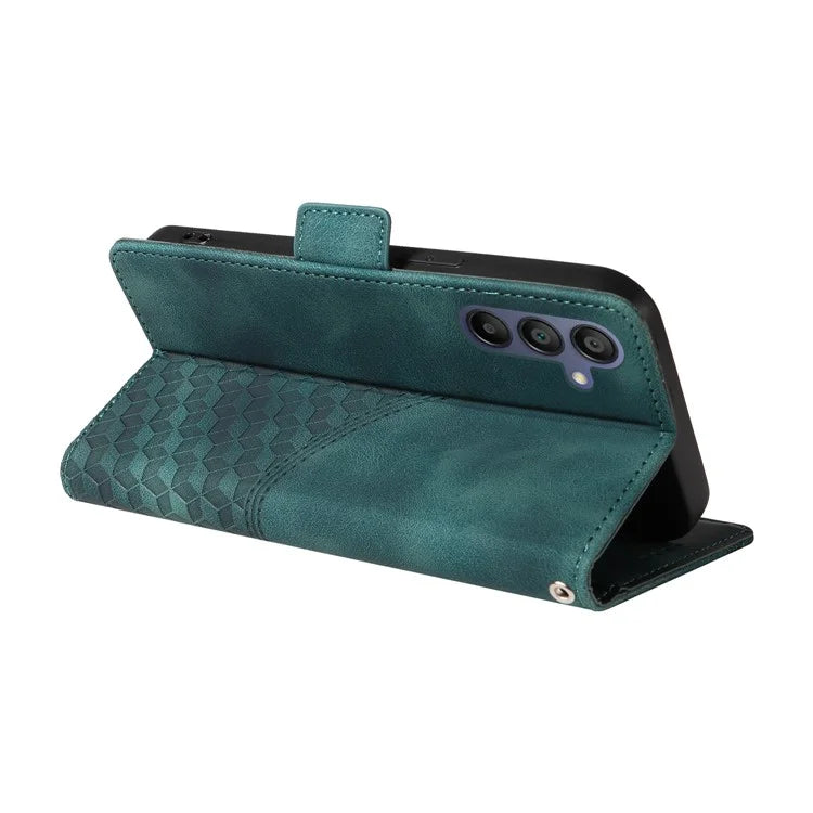 For Samsung Galaxy A16 5G Case PU Leather Phone Cover Rhombus Starry Imprinted