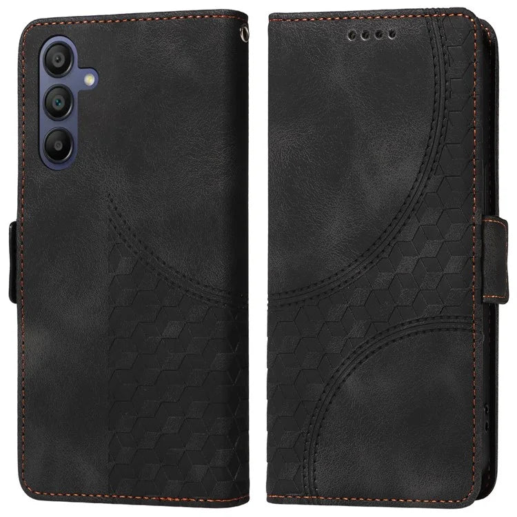 For Samsung Galaxy A16 5G Case PU Leather Phone Cover Rhombus Starry Imprinted
