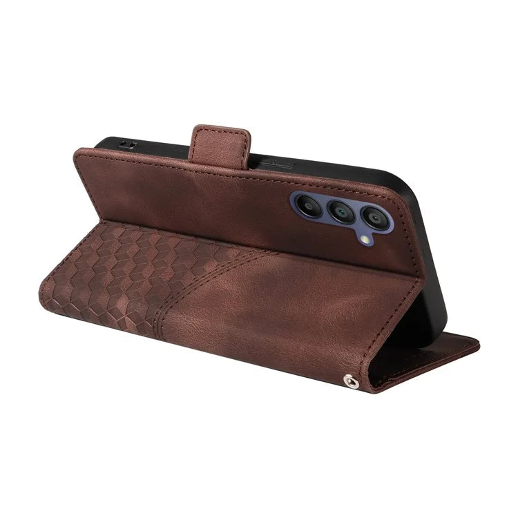 For Samsung Galaxy A16 5G Case PU Leather Phone Cover Rhombus Starry Imprinted