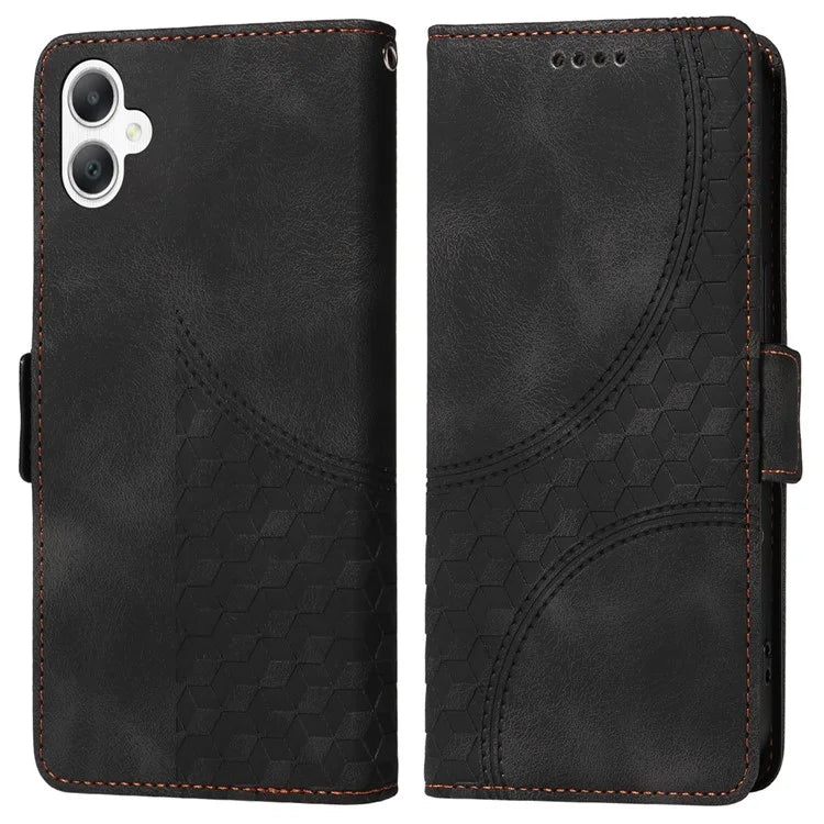 For Samsung Galaxy A06 Case PU Leather Phone Cover Rhombus Starry Imprinted