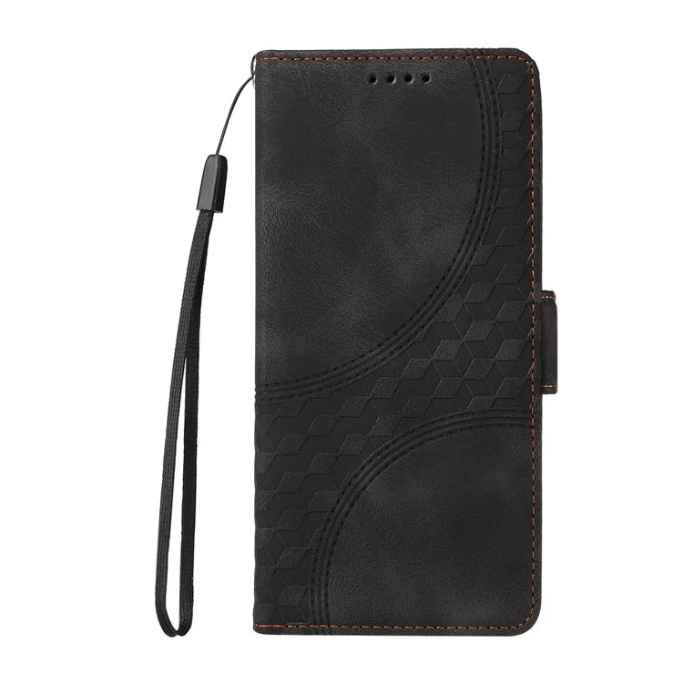 For Samsung Galaxy A06 Case PU Leather Phone Cover Rhombus Starry Imprinted