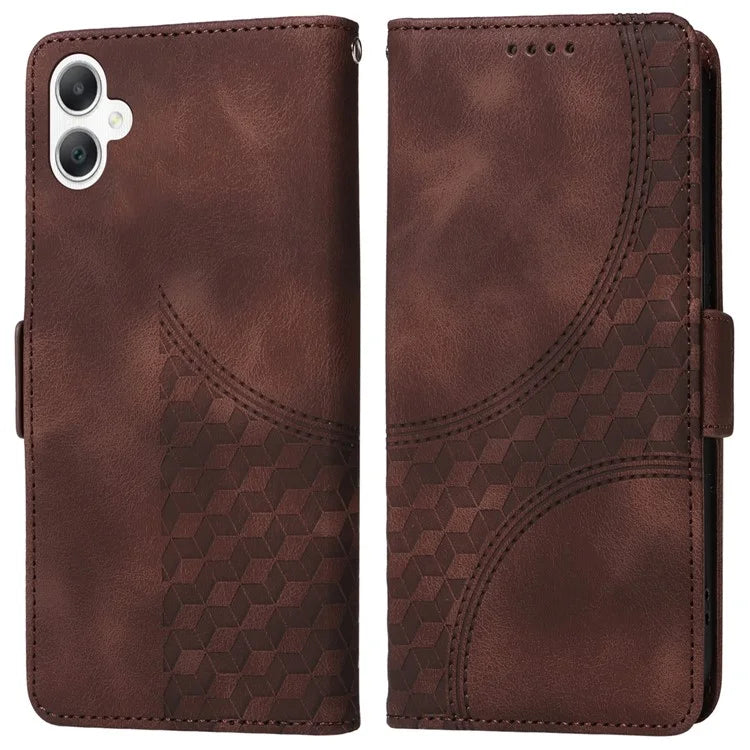 For Samsung Galaxy A06 Case PU Leather Phone Cover Rhombus Starry Imprinted