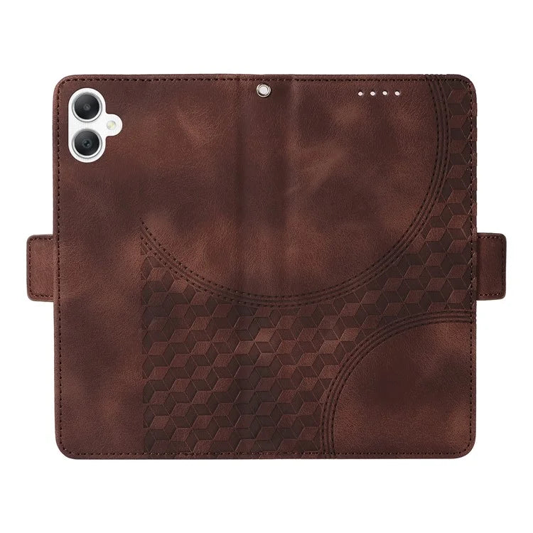 For Samsung Galaxy A06 Case PU Leather Phone Cover Rhombus Starry Imprinted