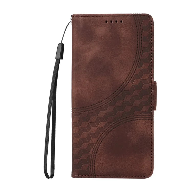 For Samsung Galaxy A06 Case PU Leather Phone Cover Rhombus Starry Imprinted