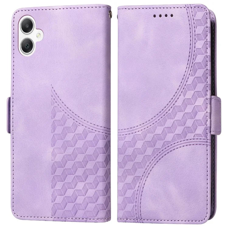 For Samsung Galaxy A06 Case PU Leather Phone Cover Rhombus Starry Imprinted