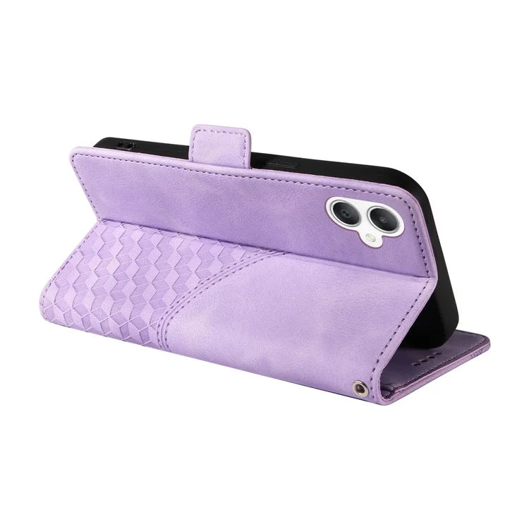For Samsung Galaxy A06 Case PU Leather Phone Cover Rhombus Starry Imprinted