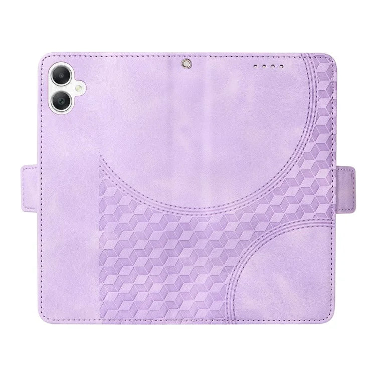 For Samsung Galaxy A06 Case PU Leather Phone Cover Rhombus Starry Imprinted