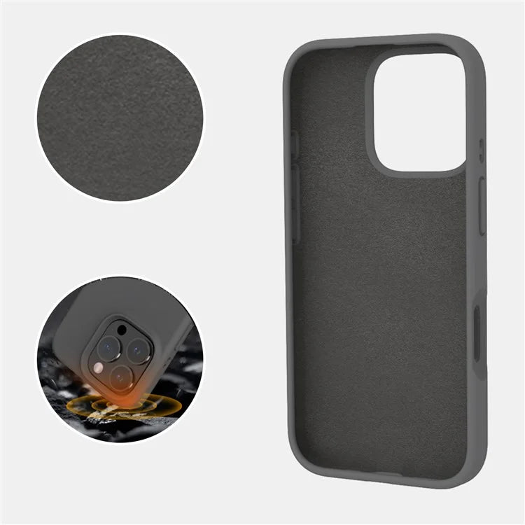 For iPhone 16 Pro Case PC+Liquid Silicone Anti-Scratch Lining Phone Cover