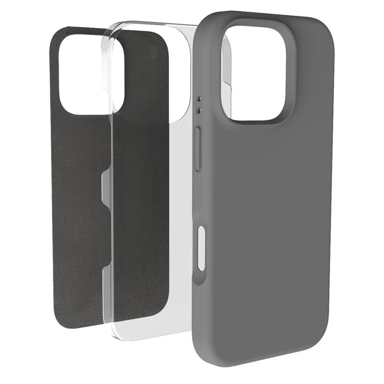 For iPhone 16 Pro Case PC+Liquid Silicone Anti-Scratch Lining Phone Cover