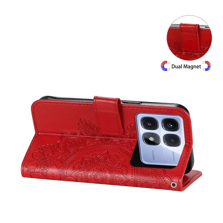 For Xiaomi Redmi K70 Ultra Case PU Leather Wallet Floral Phone Cover Stand View