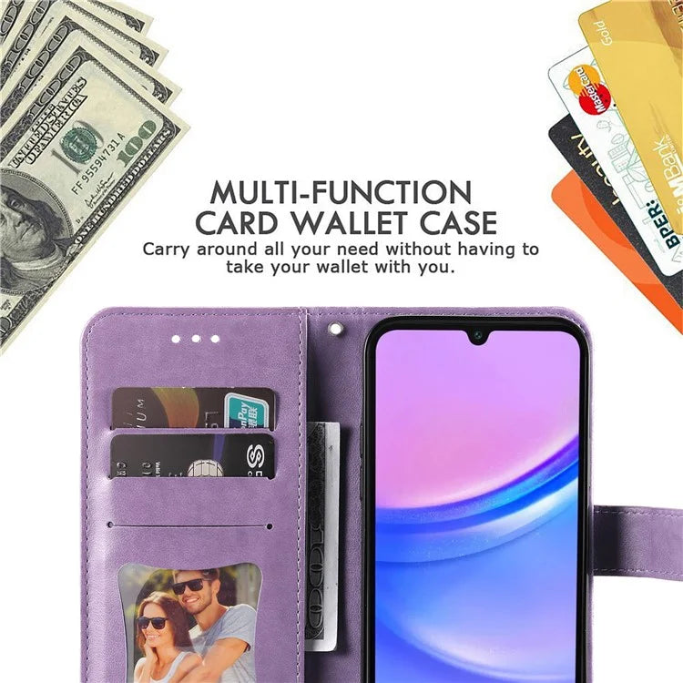 For Samsung Galaxy A16 5G Case PU Leather Wallet Floral Phone Cover Stand View