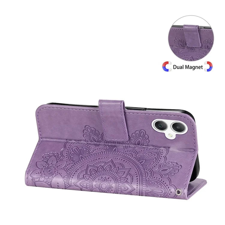 For Samsung Galaxy A06 Case PU Leather Wallet Floral Phone Cover Stand View