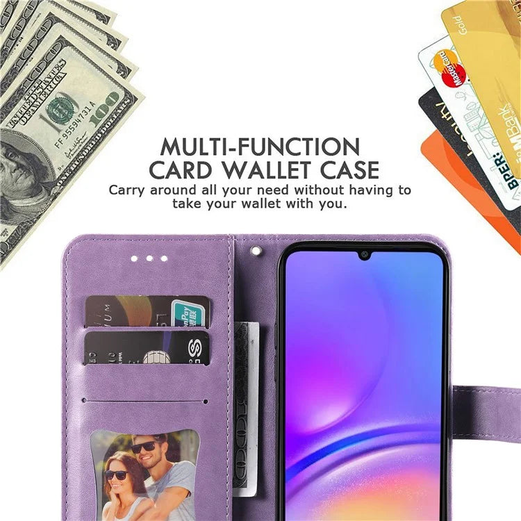For Samsung Galaxy A06 Case PU Leather Wallet Floral Phone Cover Stand View