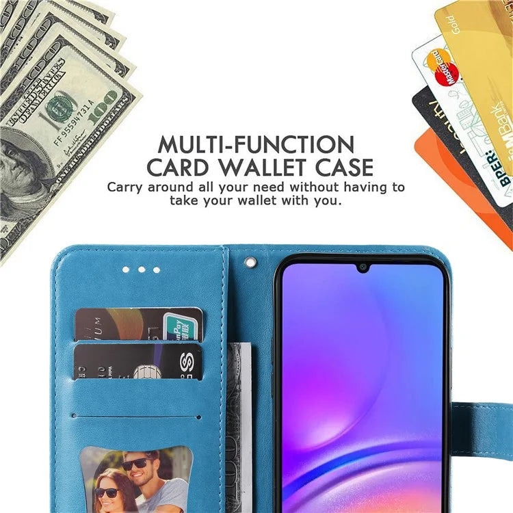 For Samsung Galaxy A06 Case PU Leather Wallet Floral Phone Cover Stand View