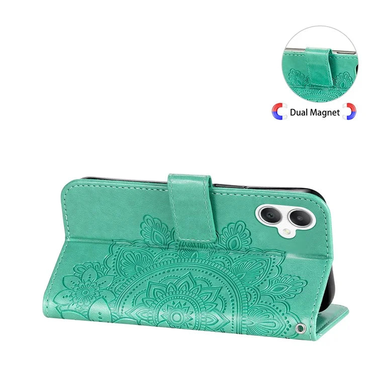 For Samsung Galaxy A06 Case PU Leather Wallet Floral Phone Cover Stand View