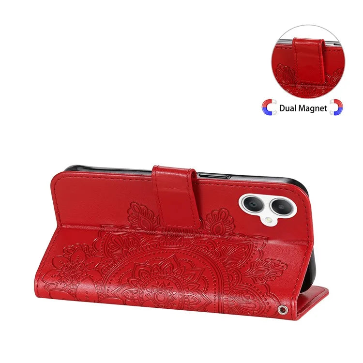 For Samsung Galaxy A06 Case PU Leather Wallet Floral Phone Cover Stand View