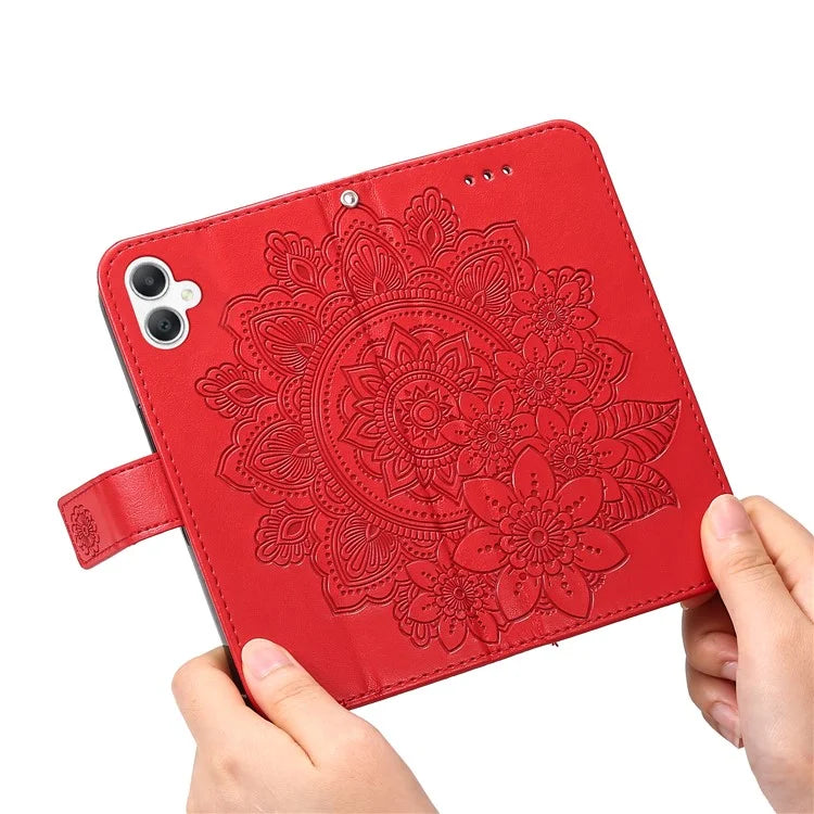 For Samsung Galaxy A06 Case PU Leather Wallet Floral Phone Cover Stand View