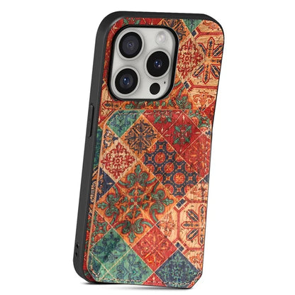 For iPhone 16 Pro Max Case with Card Holder Flowers Design Leather Phone Cover Kickstand
