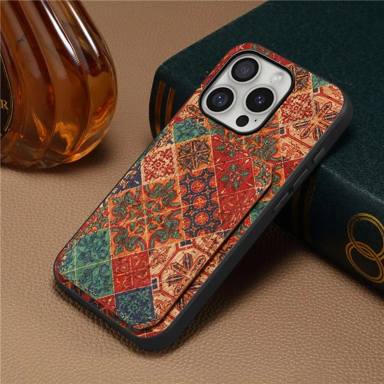For iPhone 16 Pro Max Case with Card Holder Flowers Design Leather Phone Cover Kickstand