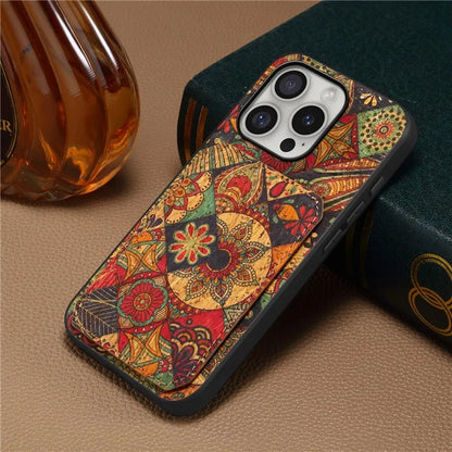 For iPhone 16 Pro Max Case with Card Holder Flowers Design Leather Phone Cover Kickstand