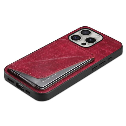 D03 Style For iPhone 16 Pro Max Case Crocodile Texture PU+PC+TPU Kickstand Phone Cover with Card Slot