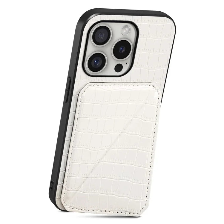 D03 Style For iPhone 16 Pro Max Case Crocodile Texture PU+PC+TPU Kickstand Phone Cover with Card Slot