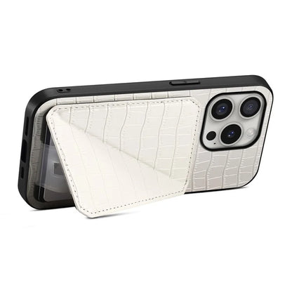D03 Style For iPhone 16 Pro Max Case Crocodile Texture PU+PC+TPU Kickstand Phone Cover with Card Slot