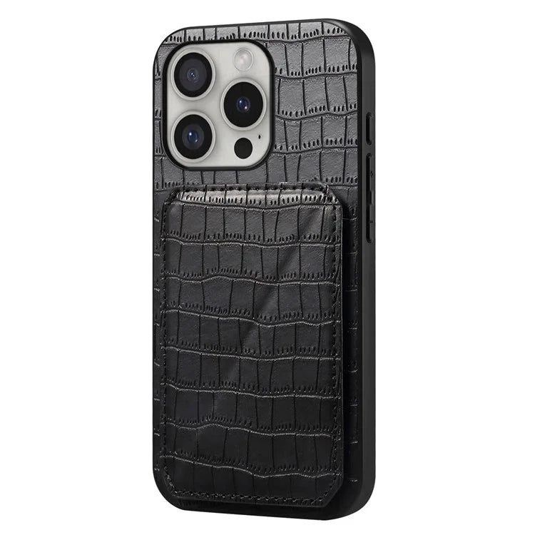 D03 Style For iPhone 16 Pro Case Crocodile Texture PU+PC+TPU Phone Cover with Kickstand, Card Slot