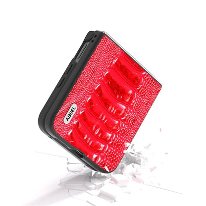 ABEEL For Xiaomi Mix Flip 5G Case Genuine Cow Leather Coated PC Phone Cover Crocodile Texture