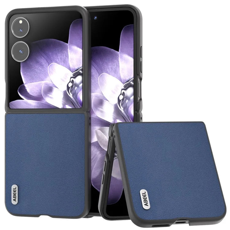 ABEEL For Xiaomi Mix Flip 5G Case Genuine Cow Leather+PC Protective Phone Cover
