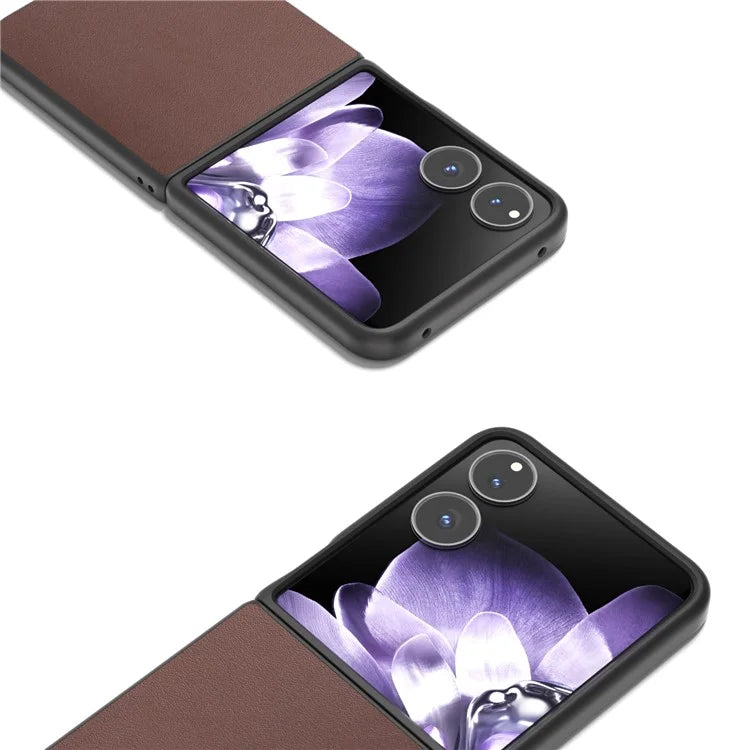 ABEEL For Xiaomi Mix Flip 5G Case Genuine Cow Leather+PC Protective Phone Cover