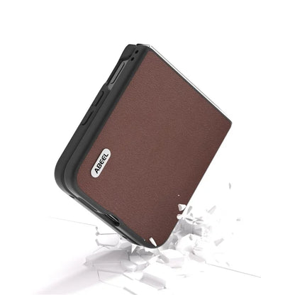 ABEEL For Xiaomi Mix Flip 5G Case Genuine Cow Leather+PC Protective Phone Cover
